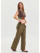 Deep V Neck Waist Gipel Brown Crop Blouse 4632
